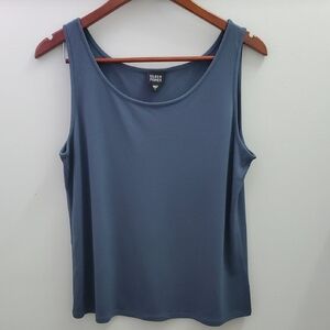 Eileen Fisher 100% Silk Shell Size Large Slate Blue